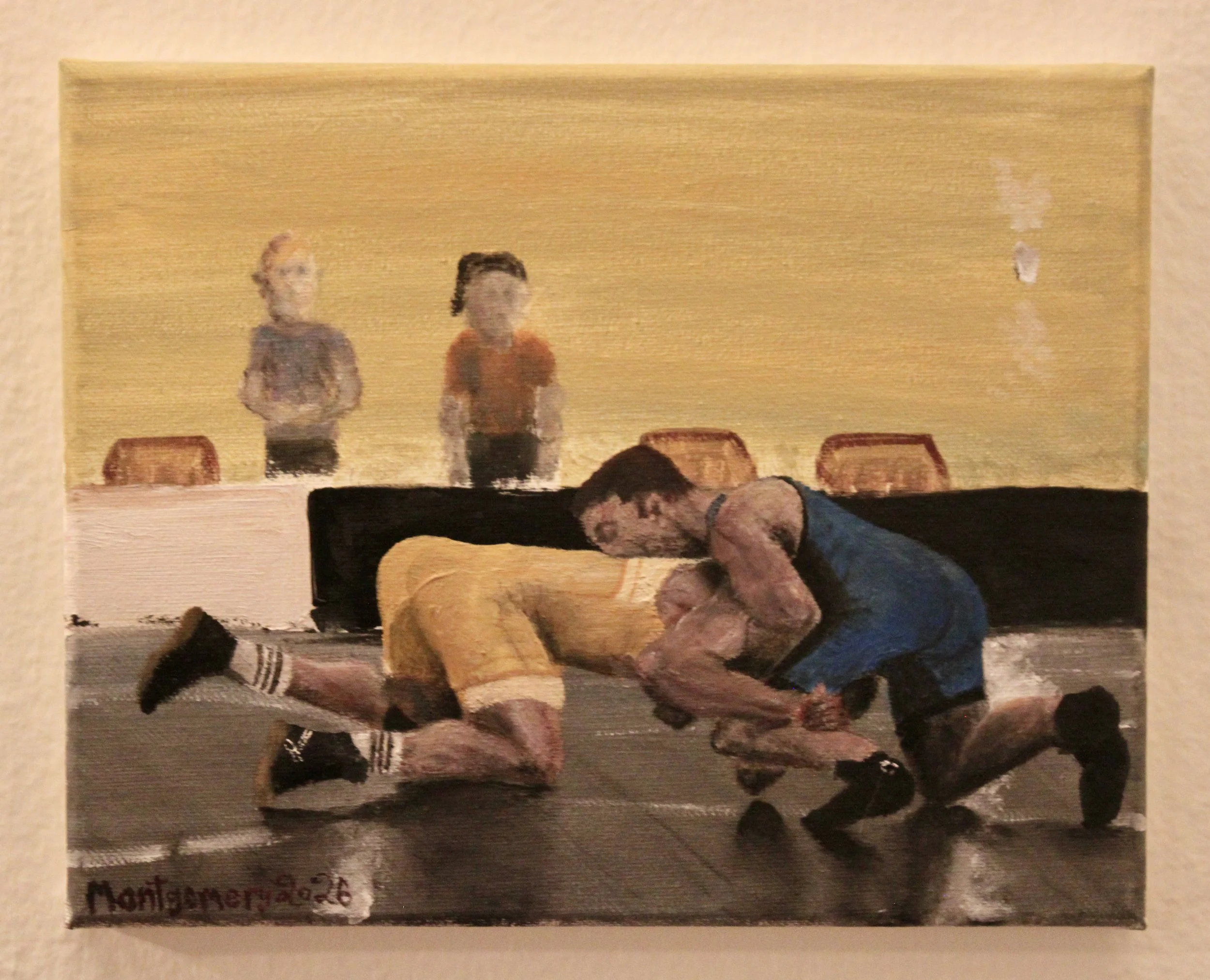 "Exhibition scramble"   :   Oil on canvas   :   10-by-8 inches  :   Completed in 2026