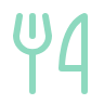 A turquoise icon of a pitchfork with a number 4 next to it.