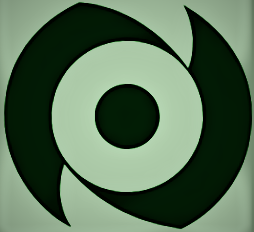 Abstract green and black swirl design with a circular shape in the center.