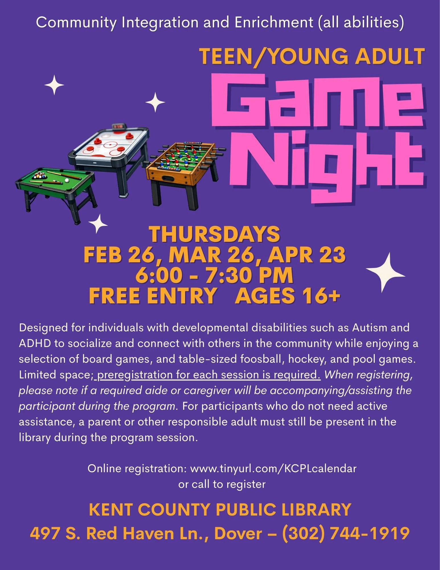 Community Integration &amp; Enrichment: Teen/Young Adult Game Night (all abilities)