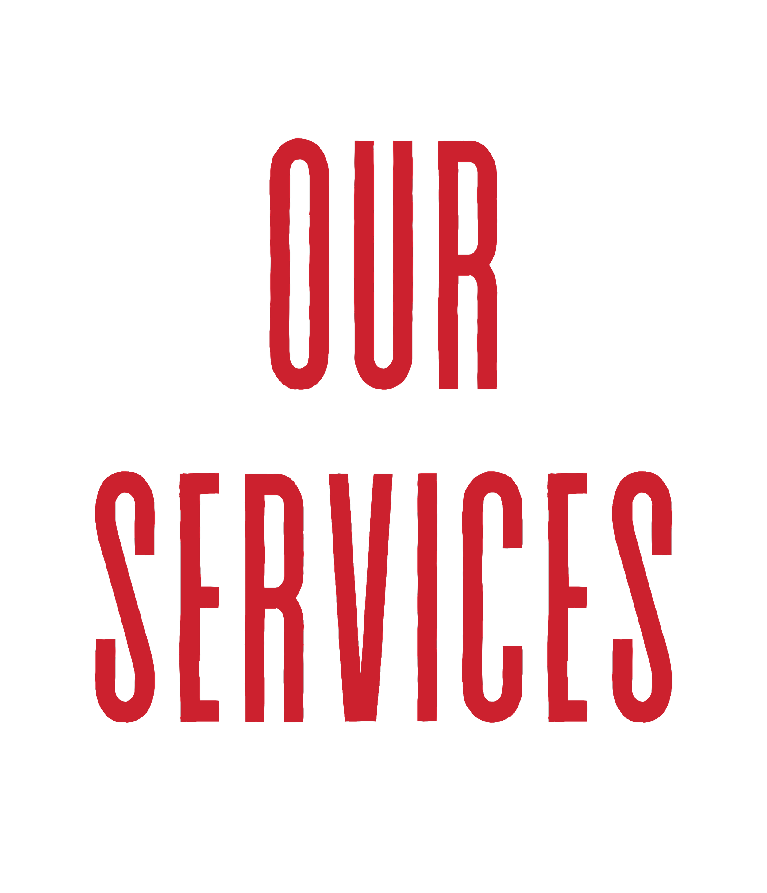 Text on a black background that reads 'OUR SERVICES' in large, red letters.