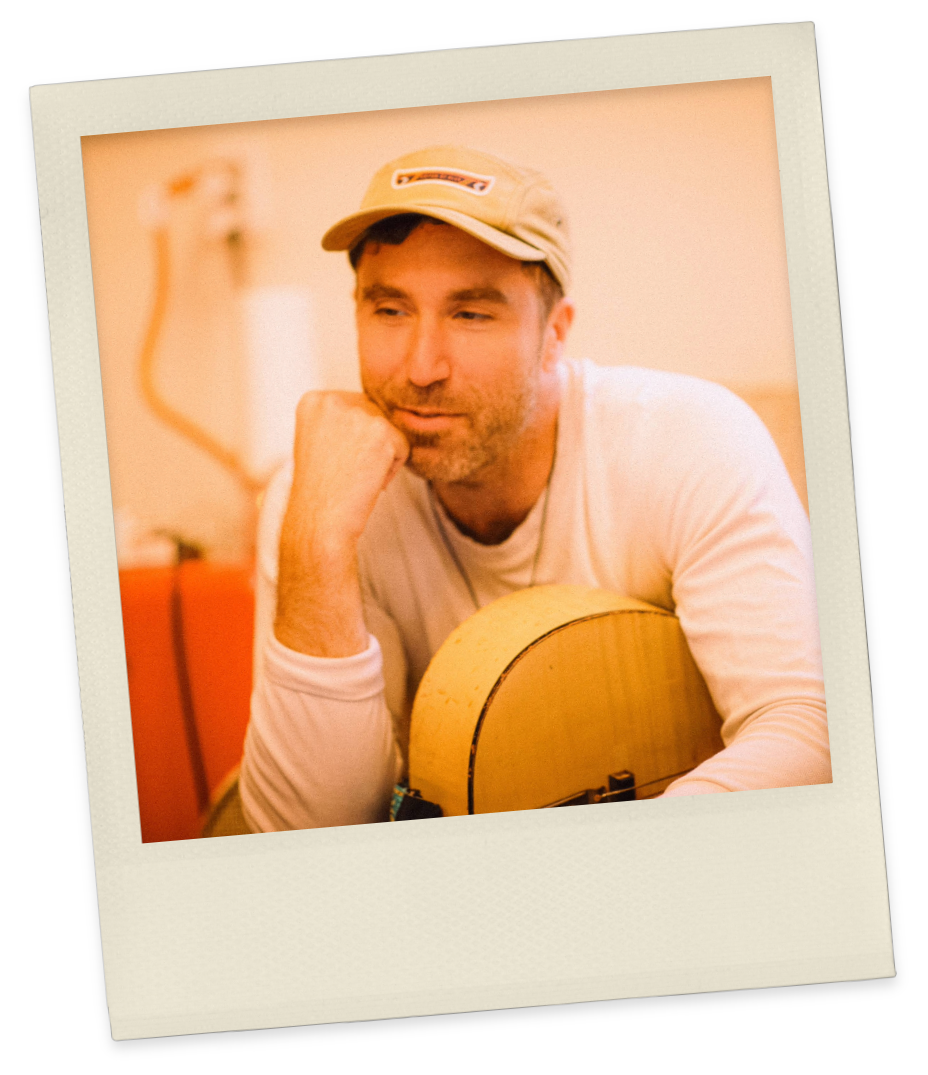 Vintage-style Polaroid shows Peter Katz mid song