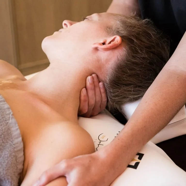 Neck strain massage and adjustment from HJ sports massage in Somerset
