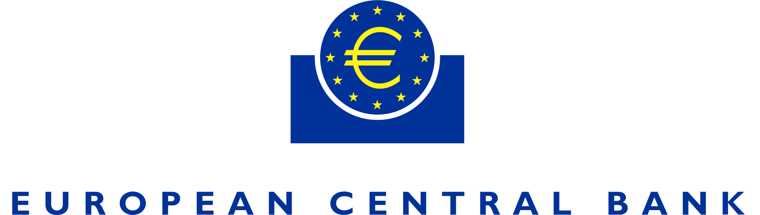 Logo of the European Central Bank featuring a blue circle with a yellow euro symbol surrounded by yellow stars, with the text 'EUROPEAN CENTRAL BANK' below.