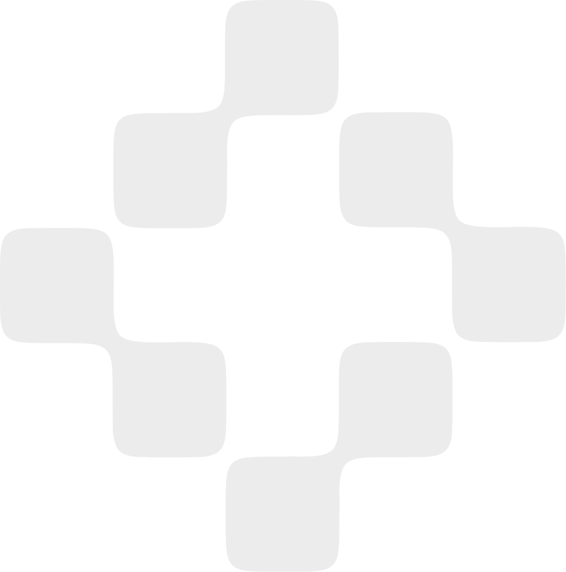 Black background with gray squares arranged in a flower-like pattern with central negative space.