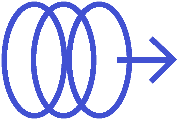 Blue wireless signal icon with an arrow pointing to the right.