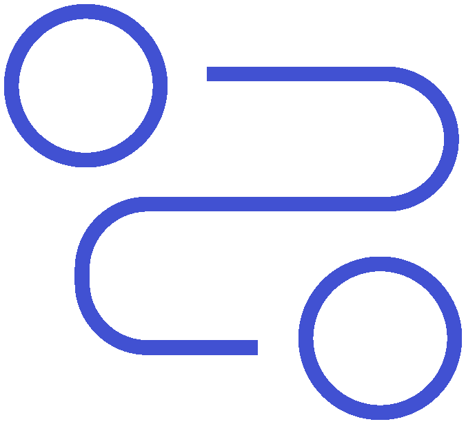 A line art illustration of a paperclip in blue on a black background.