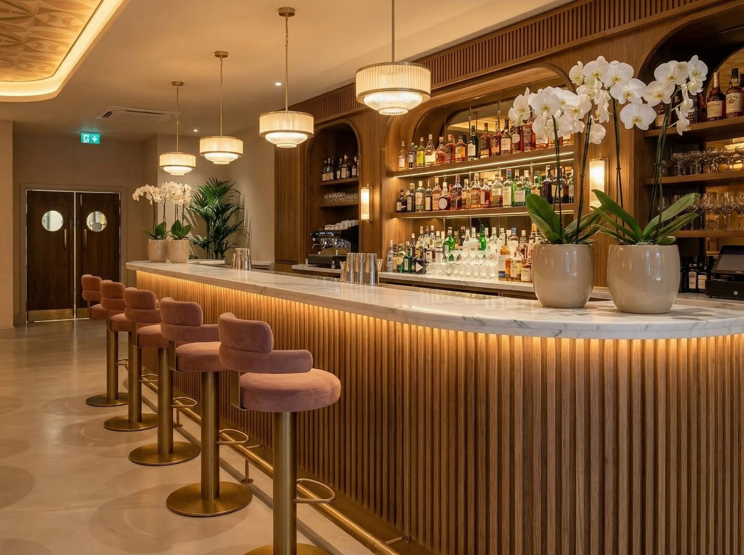 We design restaurant interiors that blend atmosphere, functionality and brand identity.