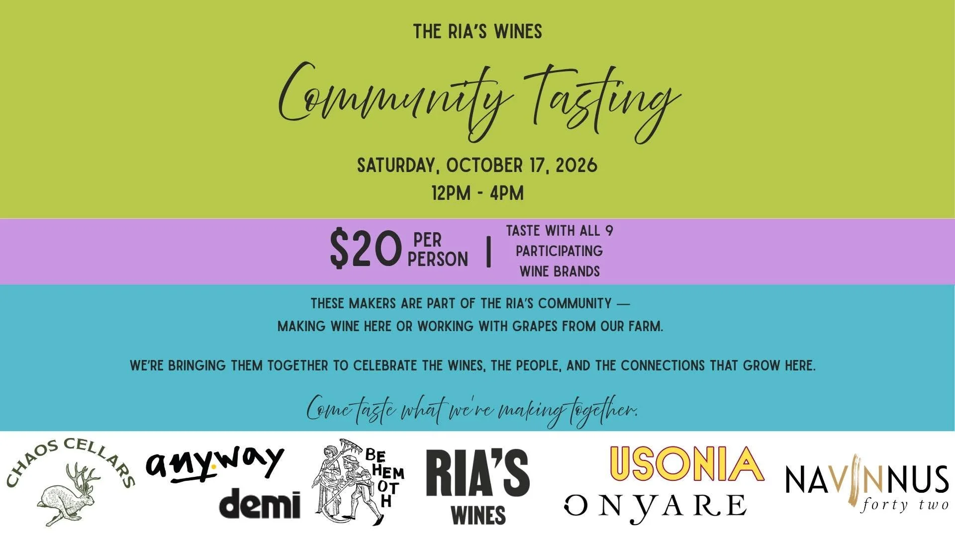 Ria’s Community Tasting