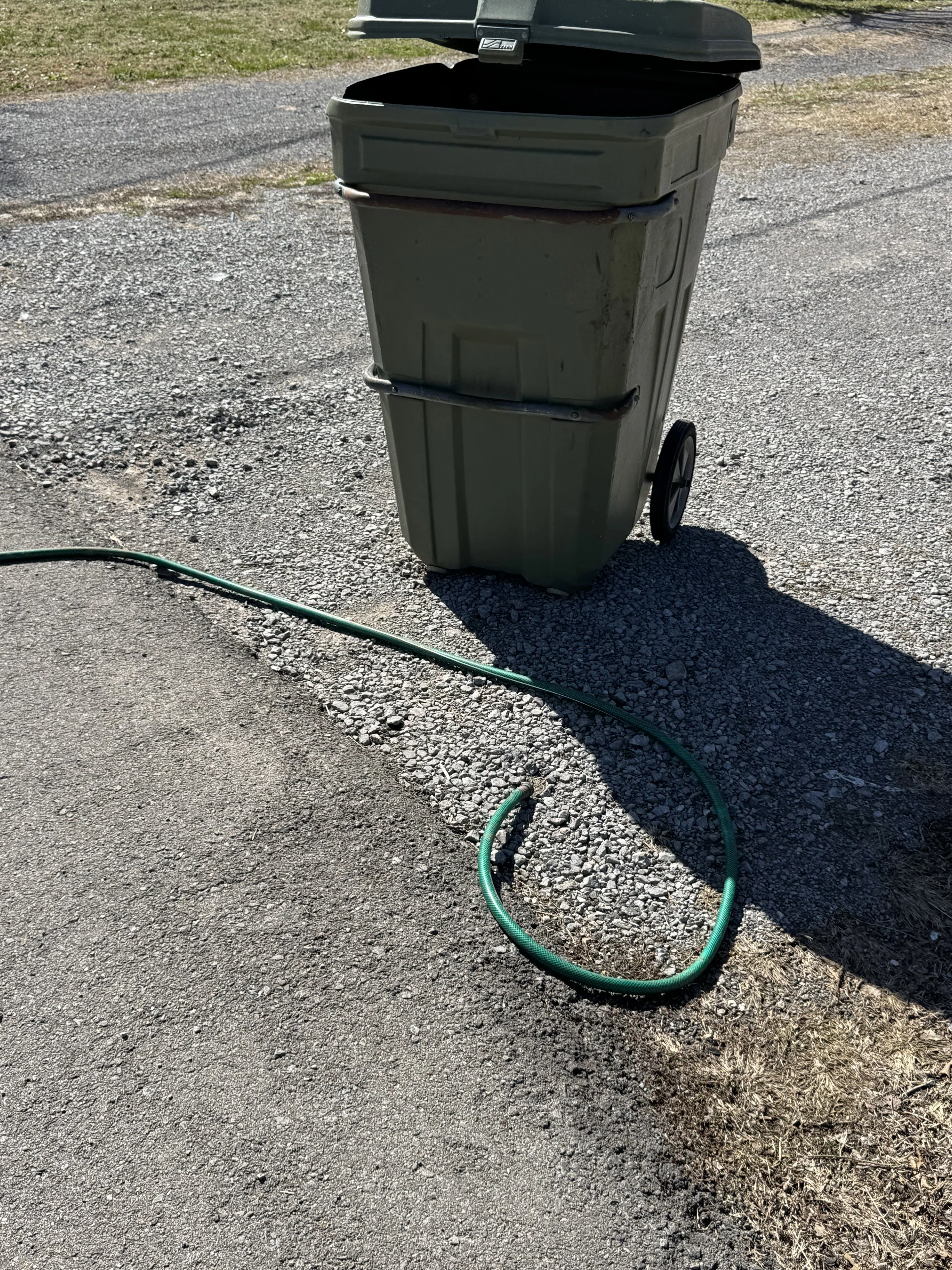 Hose on the ground waiting to trip someone 