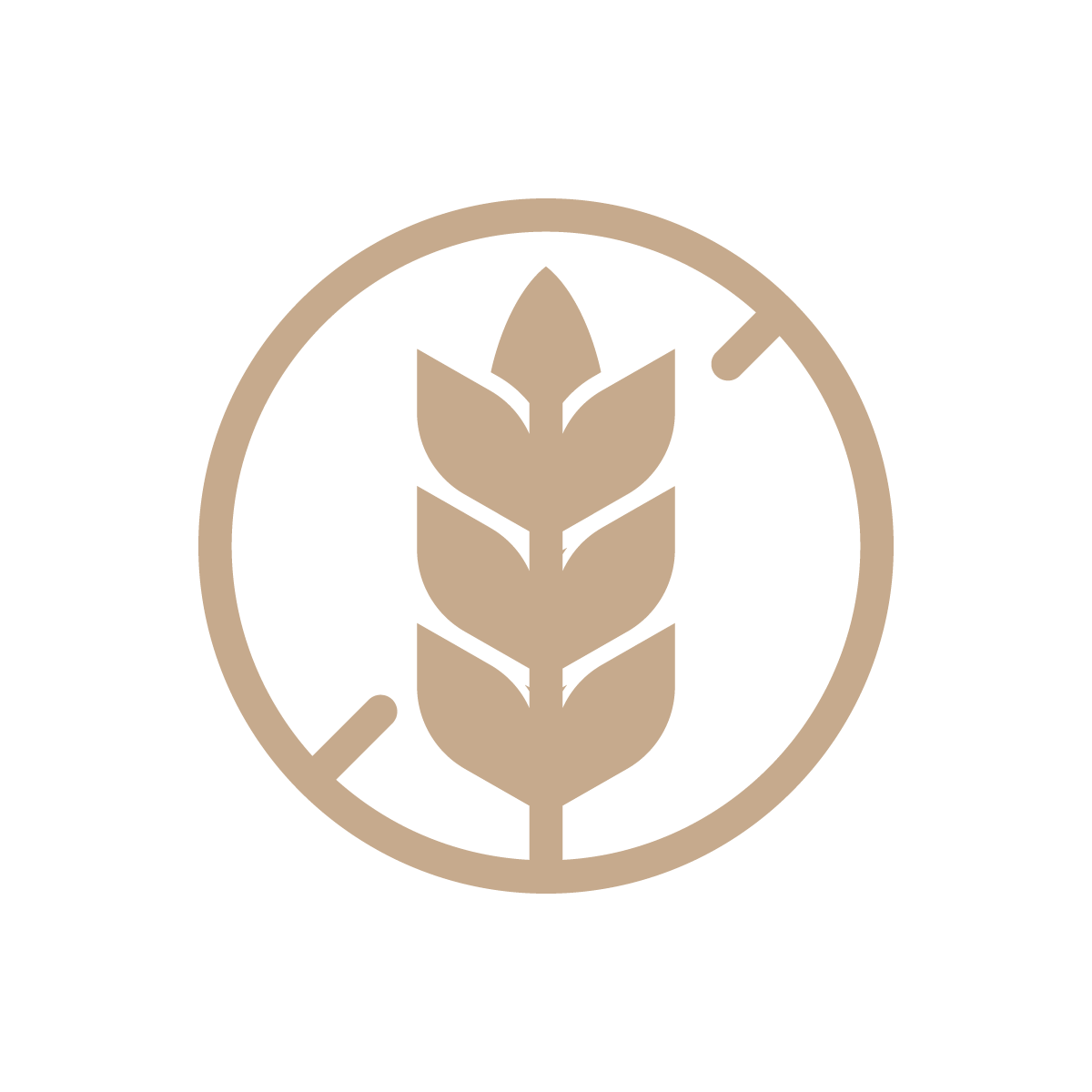 Gluten-free icon in beige with circular border.