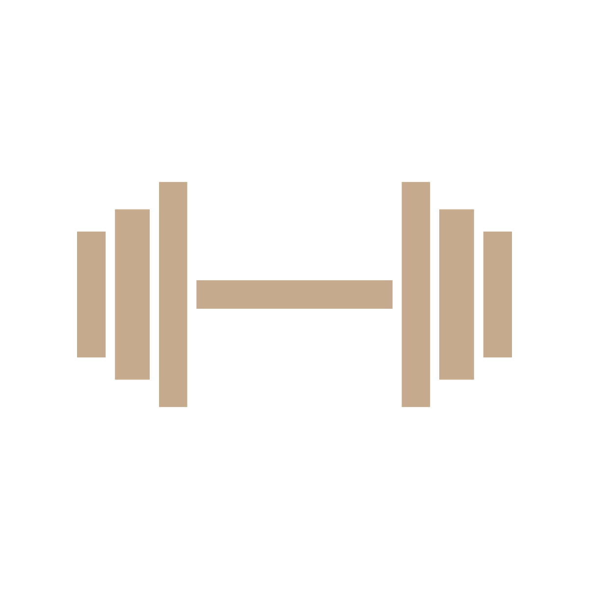 A beige and black illustration of a barbell weight with multiple weights on each side.