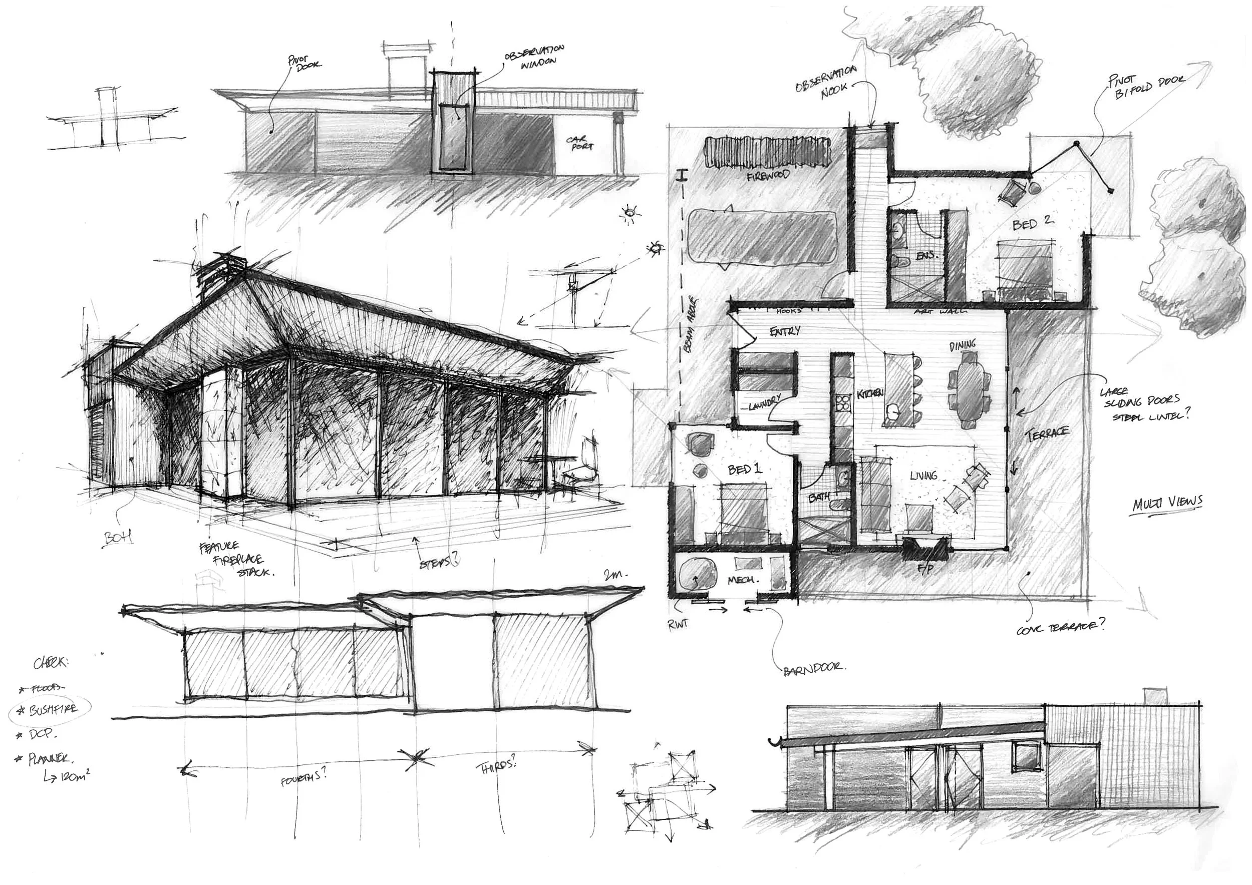 cabin architecture sketch