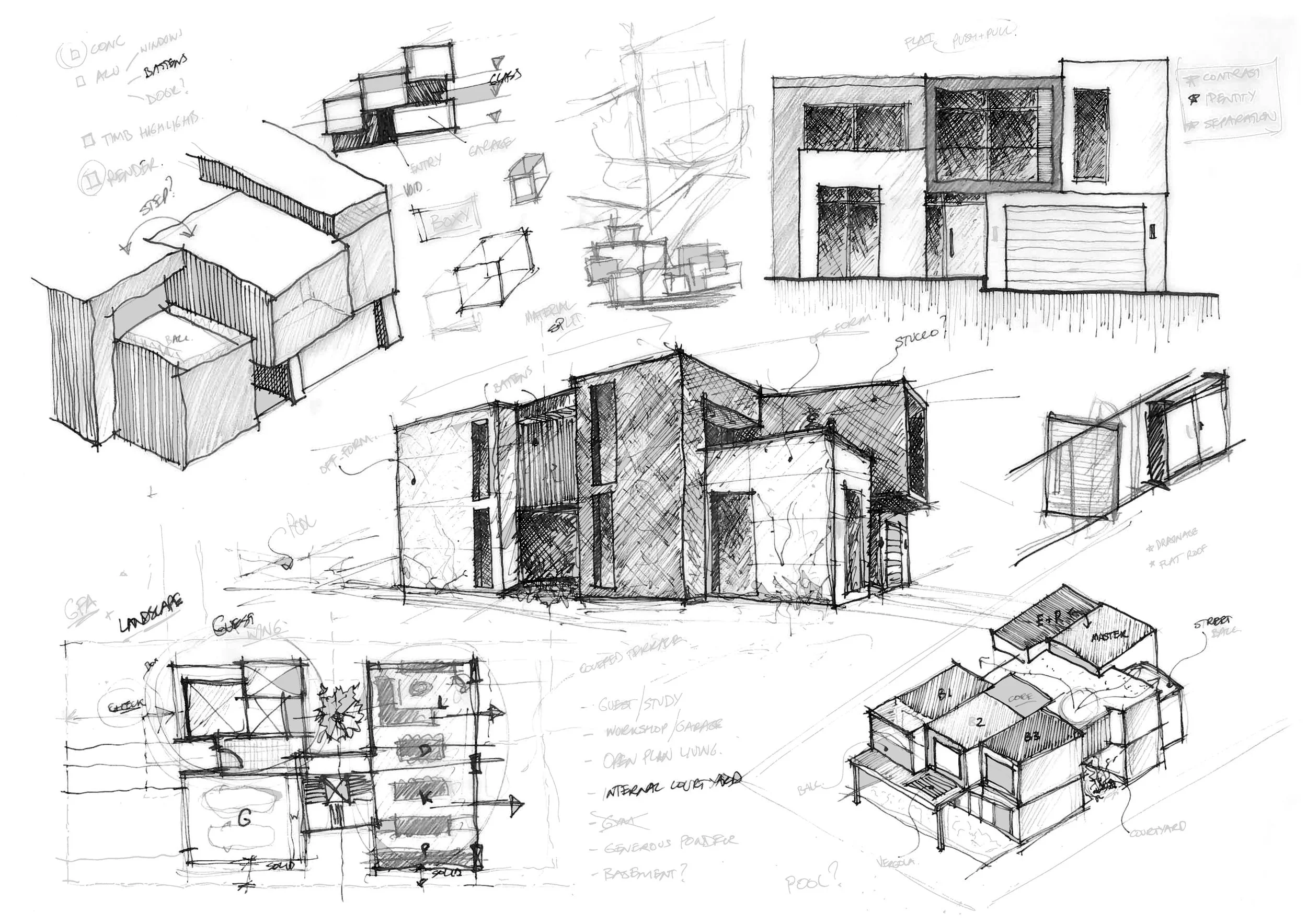 sydney suburban interior architecture sketch