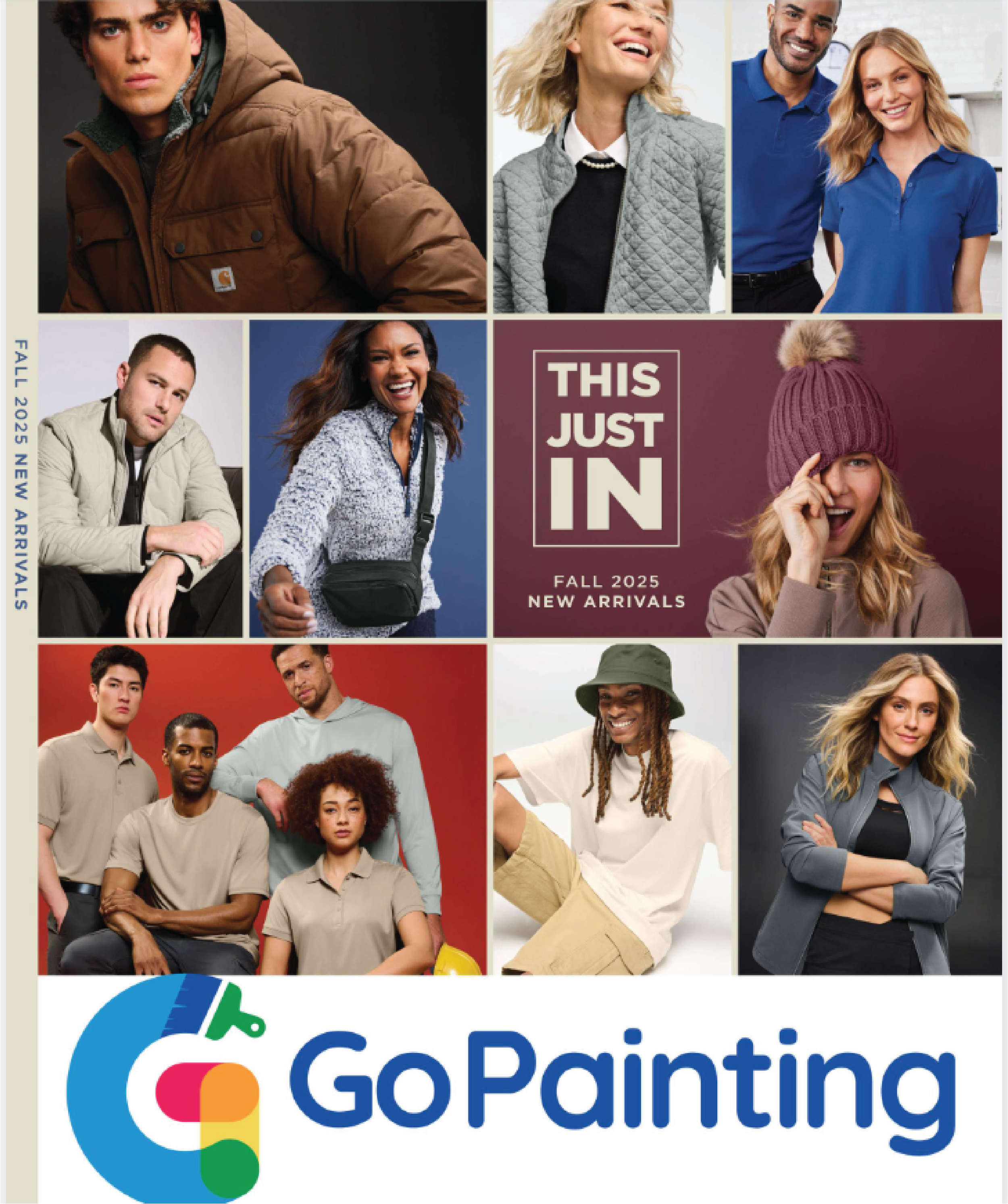 Cover image for Go Painting's fall 2025 new arrivals catalog featuring diverse models wearing fall clothing and accessories.
