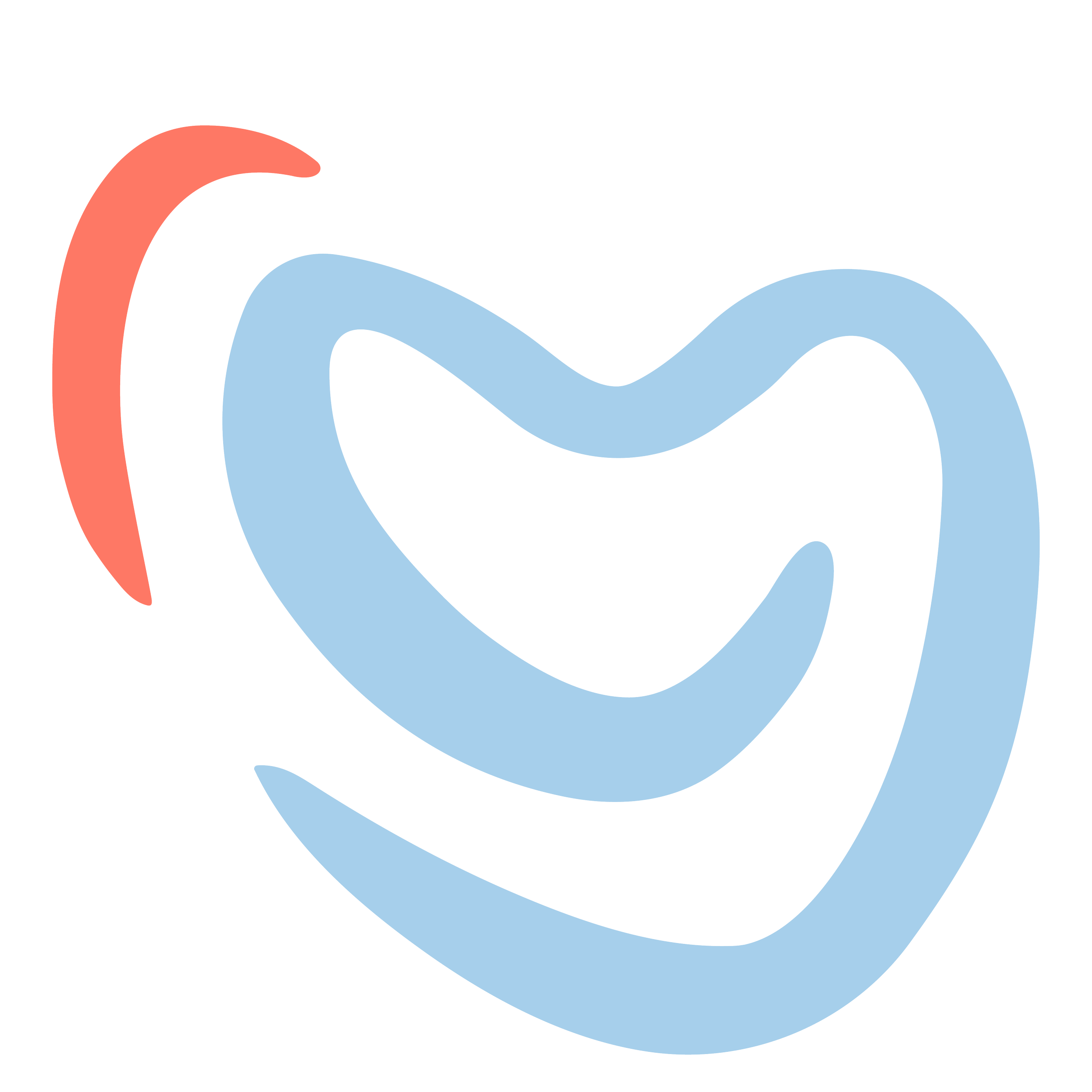 Your Health Spot logo, abstract ontwerp met blauwe, witte en rode gebogen lijnen op een zwarte achtergrond.