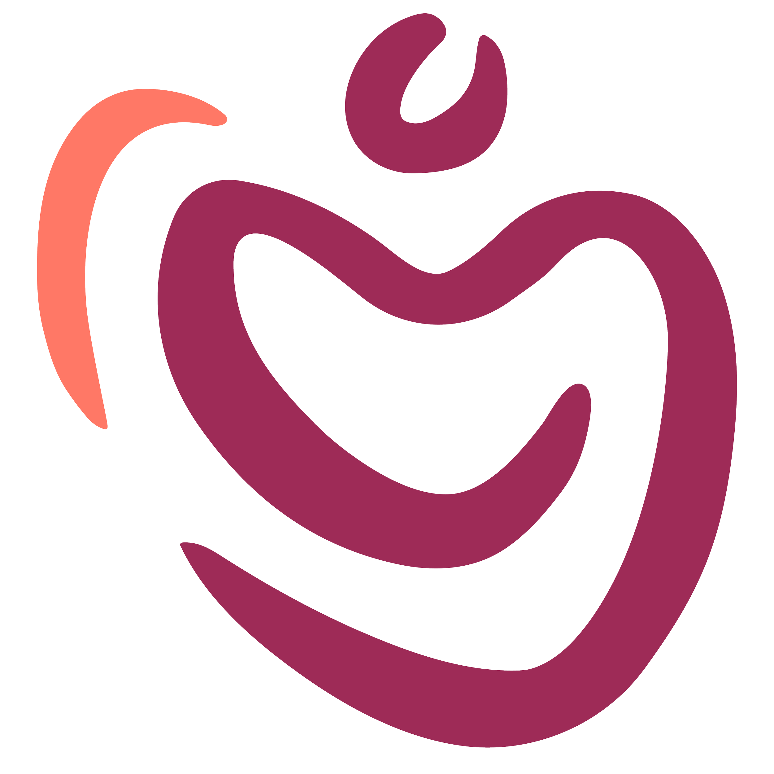 Your Health Spot logo, met strakke lijnen in roze en paars, gevormd uit twee samenvloeiende golven of harten.