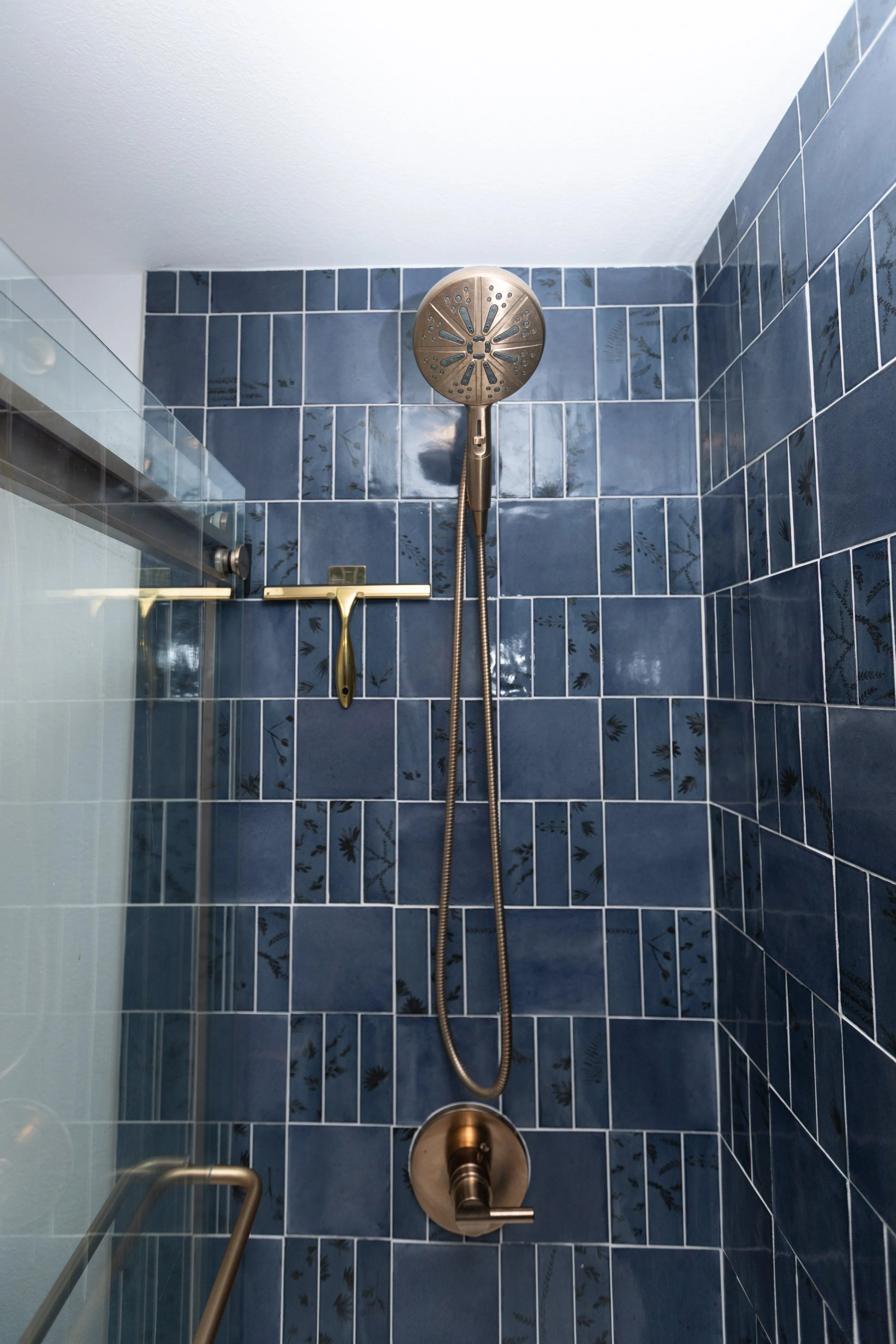 blue shower tile