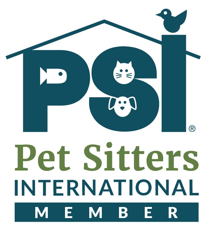 Logo for Pet Sitters International featuring a house outline with a bird, fish, cat, and dog inside, and the text 'Pet Sitters International Member'.