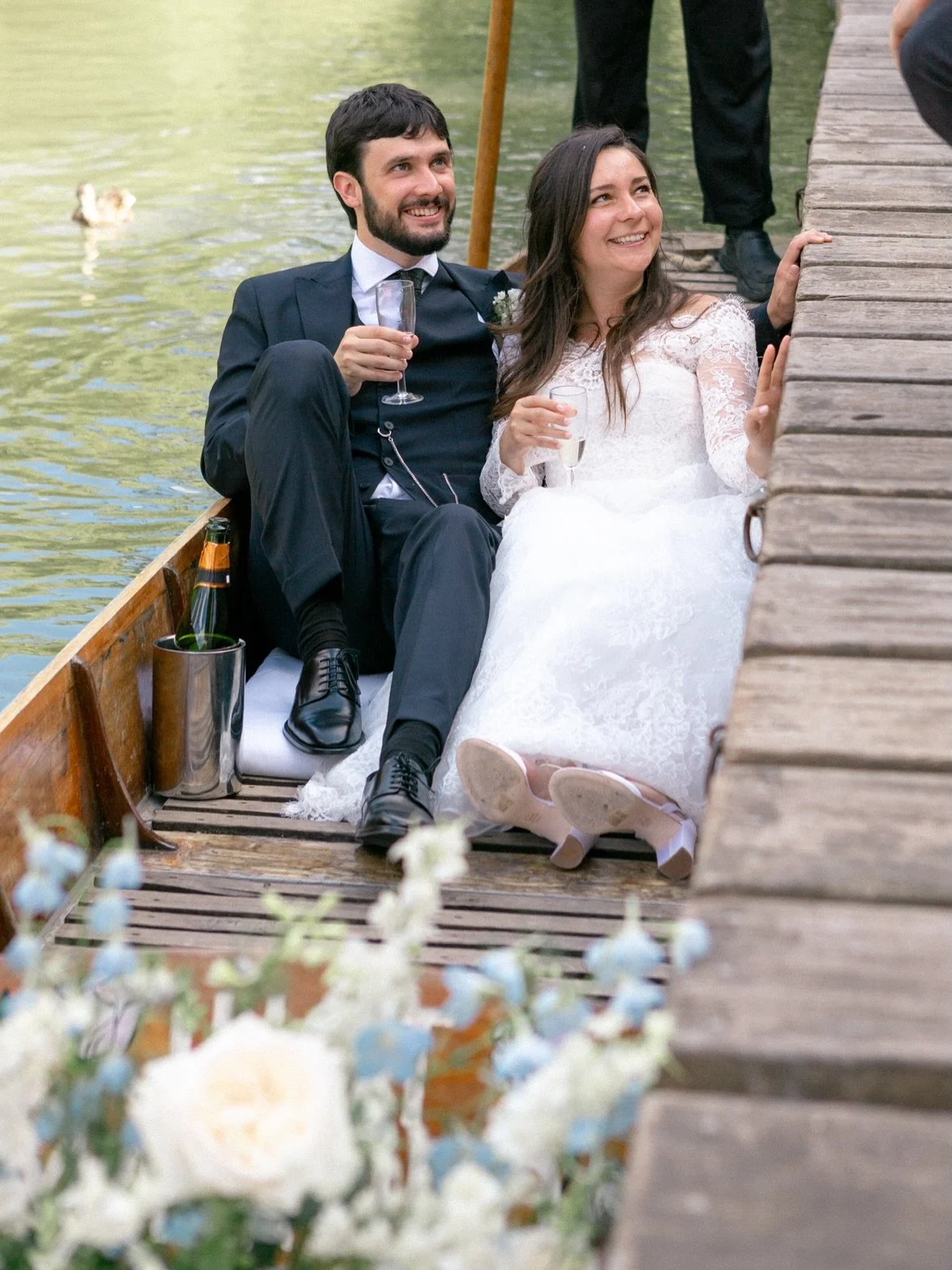 Nothing says &ldquo;Oxford wedding&rdquo; quite like this: guests sipping Pimm&rsquo;s aboard a classic double decker bus with personalised tickets, while the newlyweds made their grand entrance from ceremony to reception by punt. Quintessentially Br