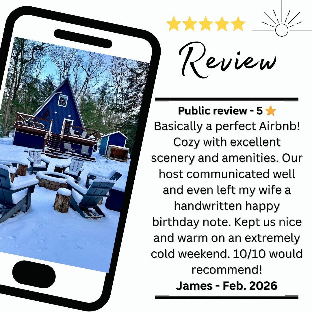 A cold winter weekend, a warm cabin, and a handwritten birthday note waiting on the table.

Reviews like this remind us why we love hosting.

&ldquo;Basically a perfect Airbnb&hellip;&rdquo;

If you&rsquo;re dreaming of your own cozy escape, Angled P