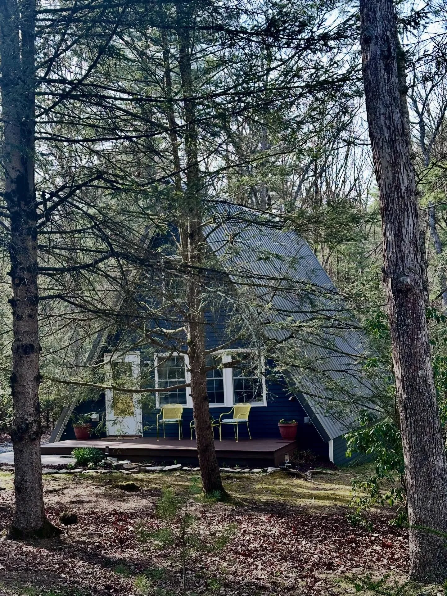 Not a cabin. Not a vibe.

A reset button with a roof.

Angled Pine drops you in the middle of the woods and dares you to slow down&hellip;coffee on the deck, Mountain Creek at the bottom of the property, fire crackling by night, the sounds of nature 