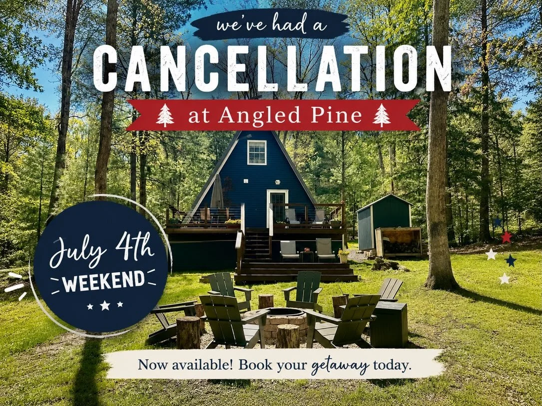 Just had a rare July 4th weekend cancellation at Angled Pine 🌲✨

If you&rsquo;ve been dreaming of a peaceful mountain escape with cozy fires, wooded views, and relaxing cabin mornings&hellip; this is your sign. 🇺🇸

Spend your holiday weekend tucke
