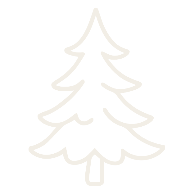 White outline of a Christmas tree on a black background.