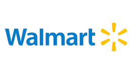 Walmart logo with blue text and yellow sunburst symbol