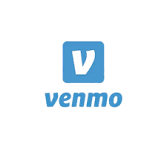 Venmo logo with a blue square and white checkmark, and the company name written below.