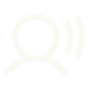 Icon of a person with sound waves indicating voice or audio communication.