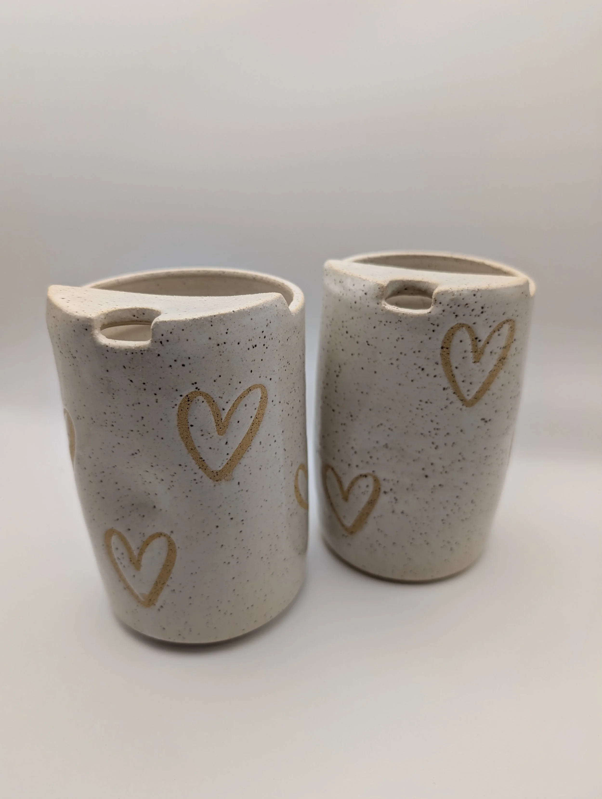 Heart Travel Cups with Glass Straw