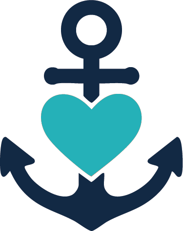 An anchor with a heart shape in the center.