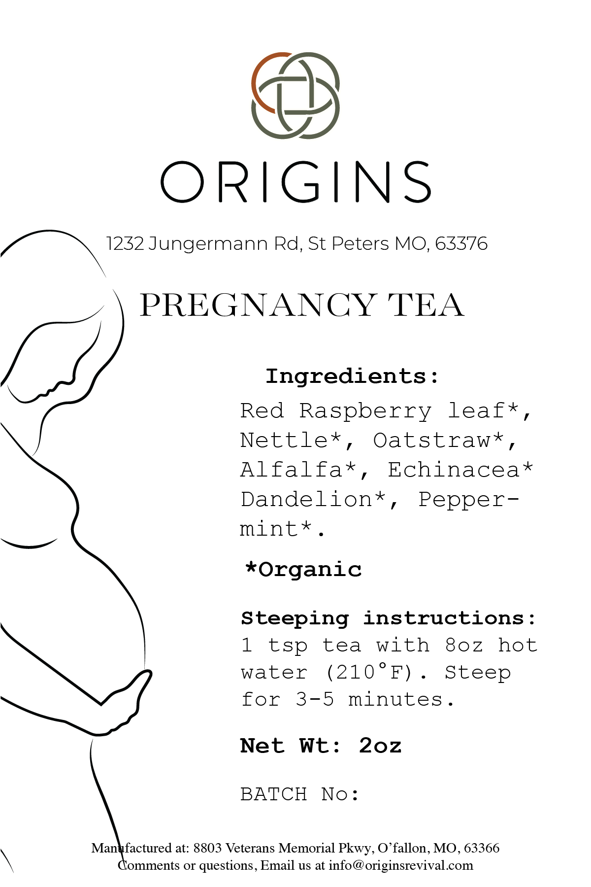 Origins Pregnancy Tea label