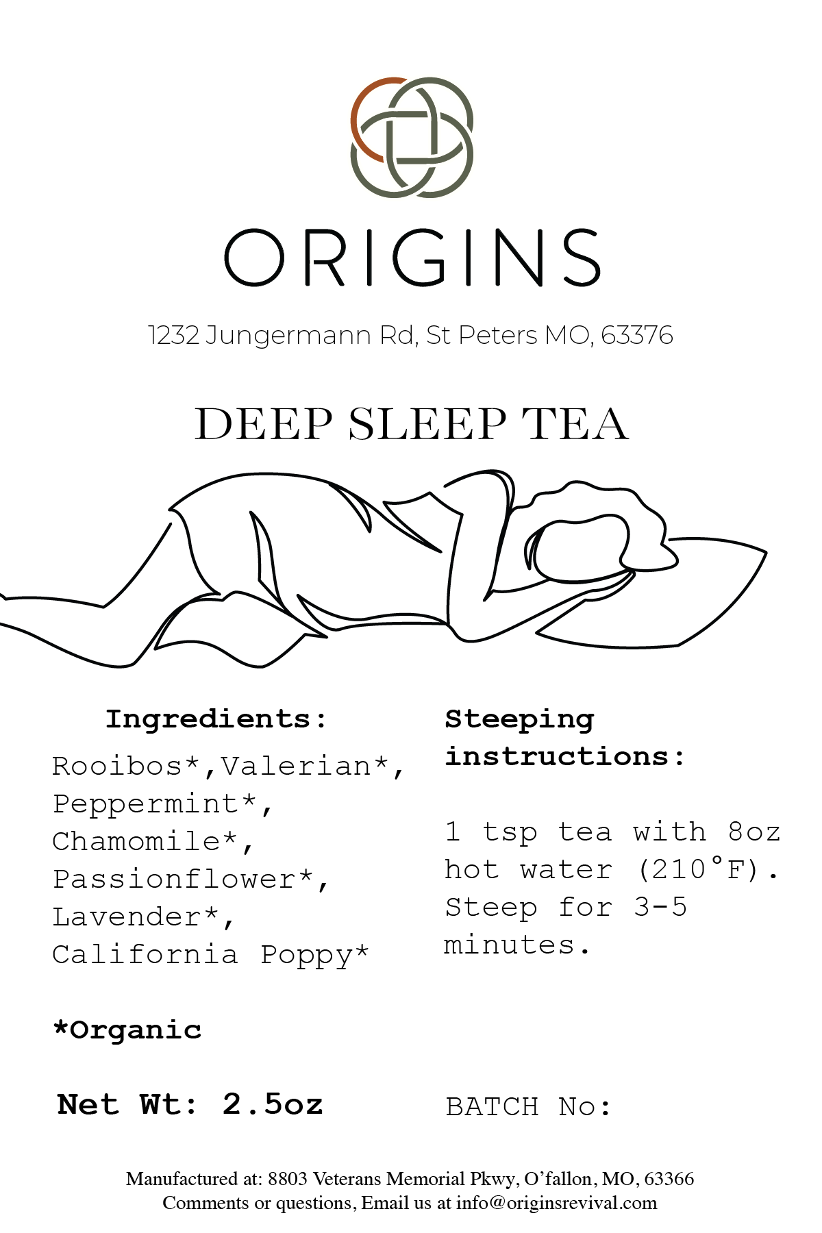 Origins Deep Sleep Tea label