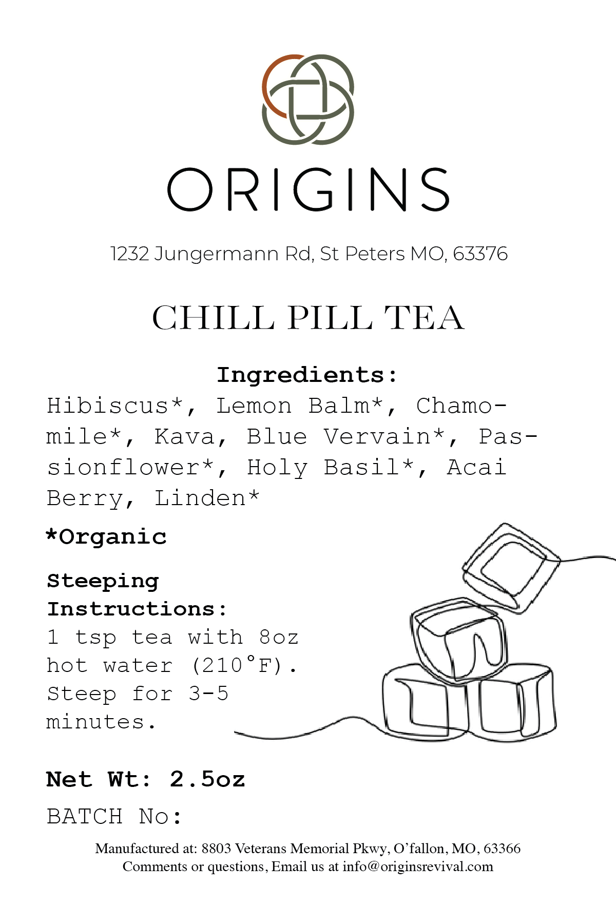 Chill Pill Tea label