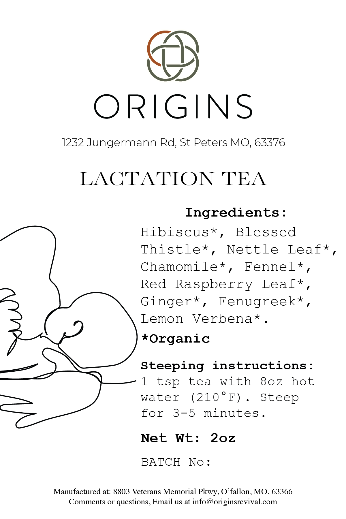 Origins Lactation Tea label