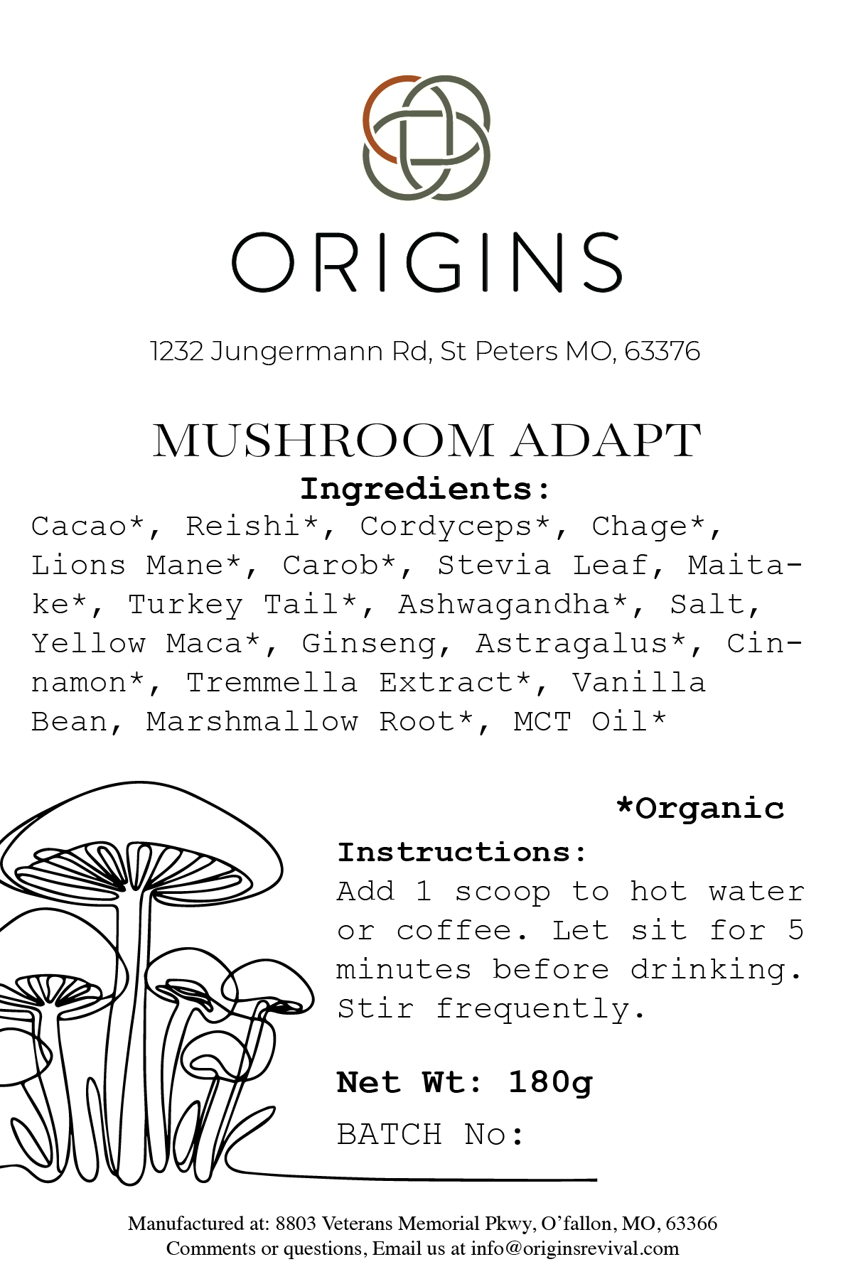 Origins Mushroom Adapt label