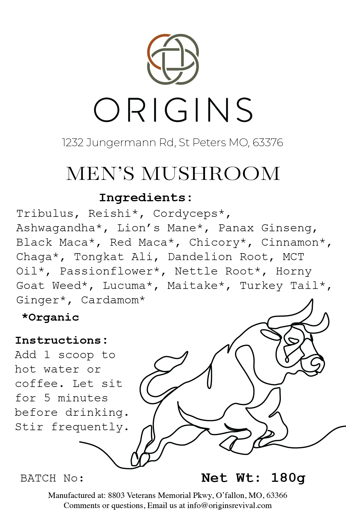 Origins Mens Mushroom label
