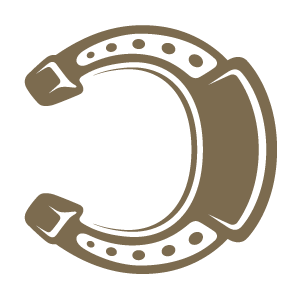 A horseshoe with a brownish color and decorative holes.