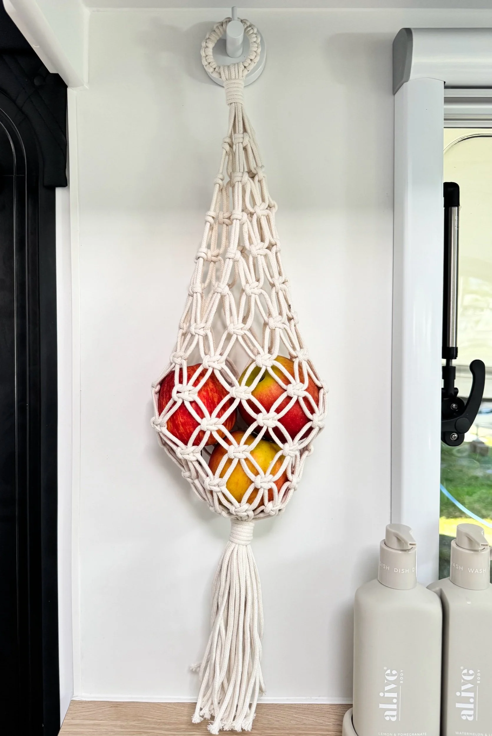 Macrame hanging fruit basket