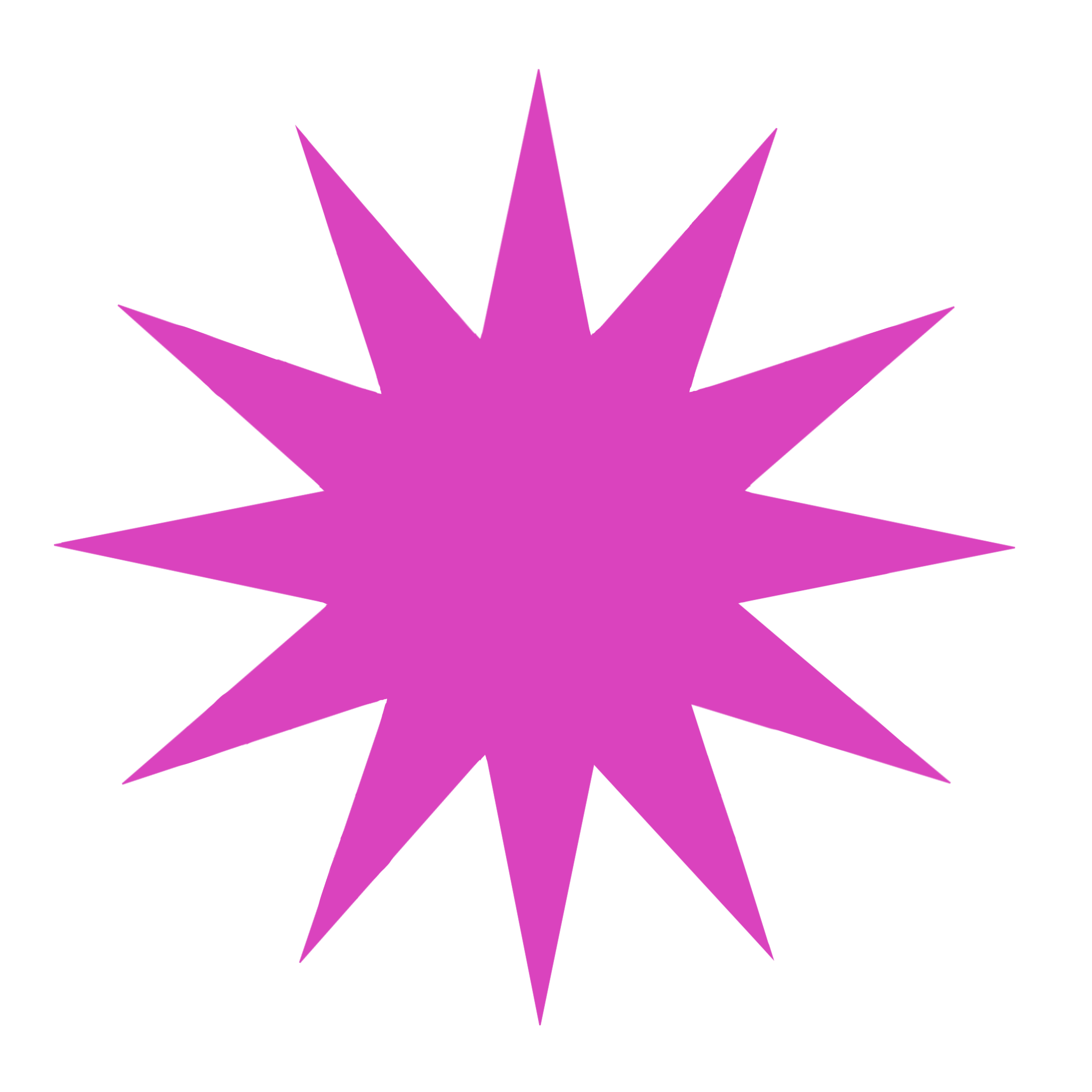 A purple starburst shape with multiple points, centered on a black background.