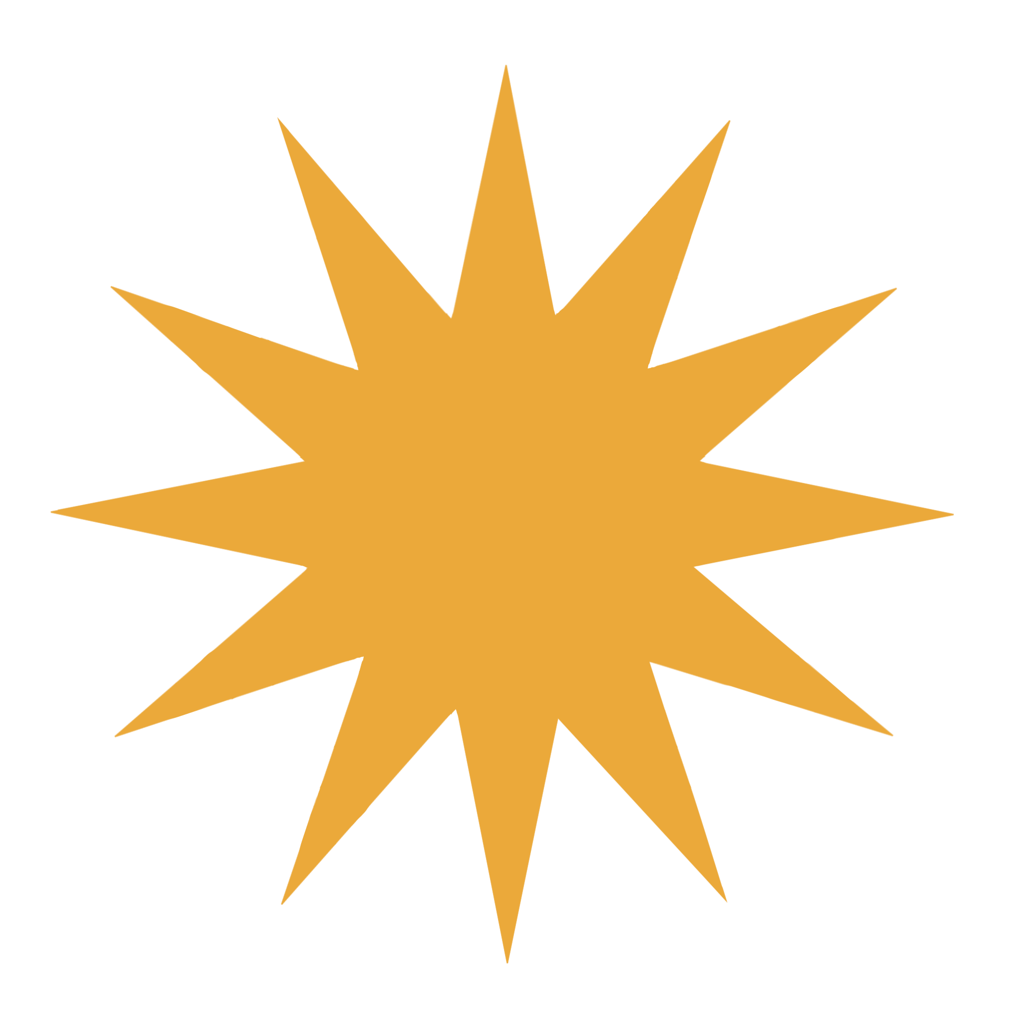 Gold starburst graphic with multiple pointed rays radiating from the center against a transparent background.