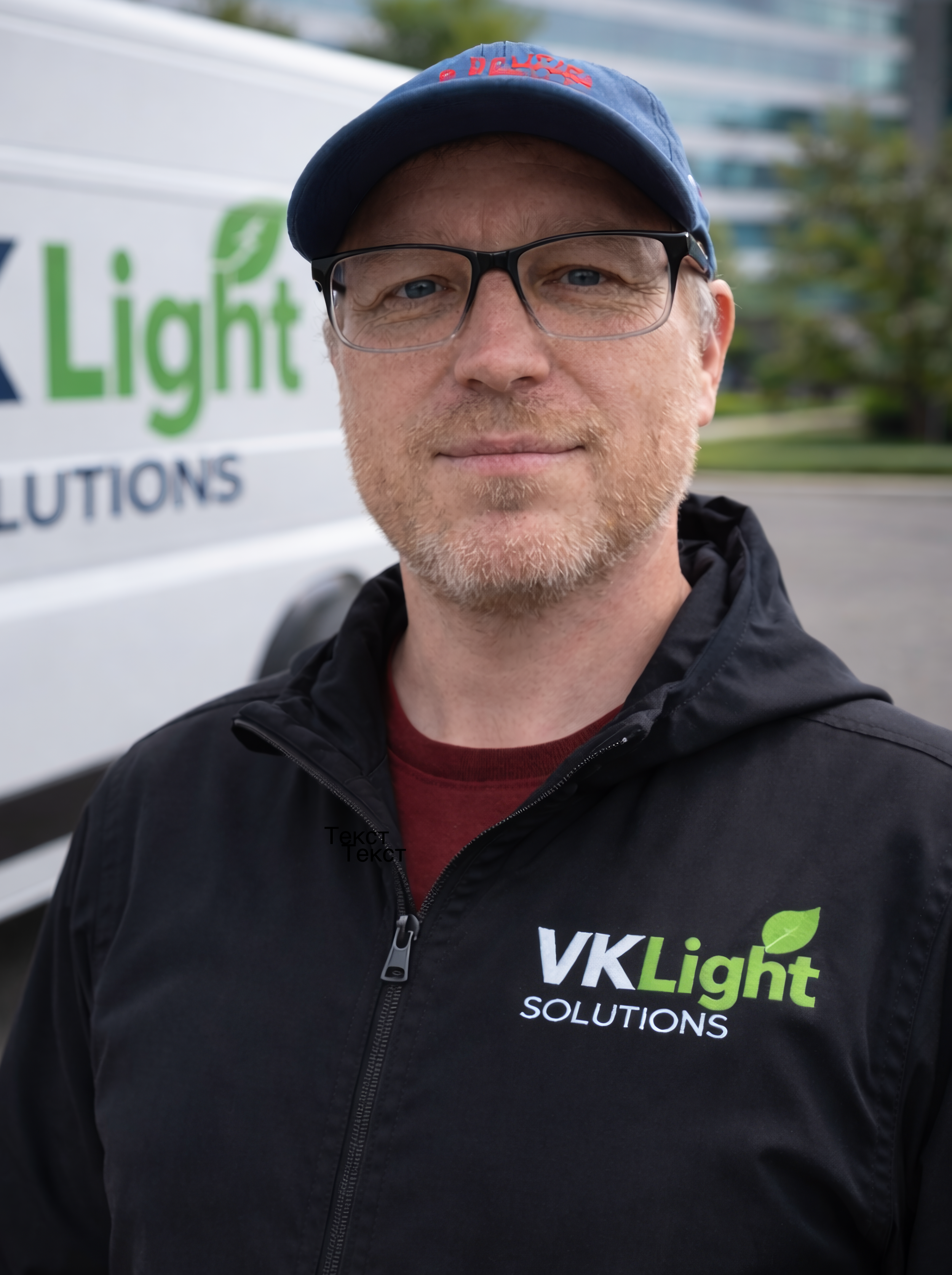 Artem Babin Babich, Foreman at VK Light Solutions overseeing commercial lighting installation