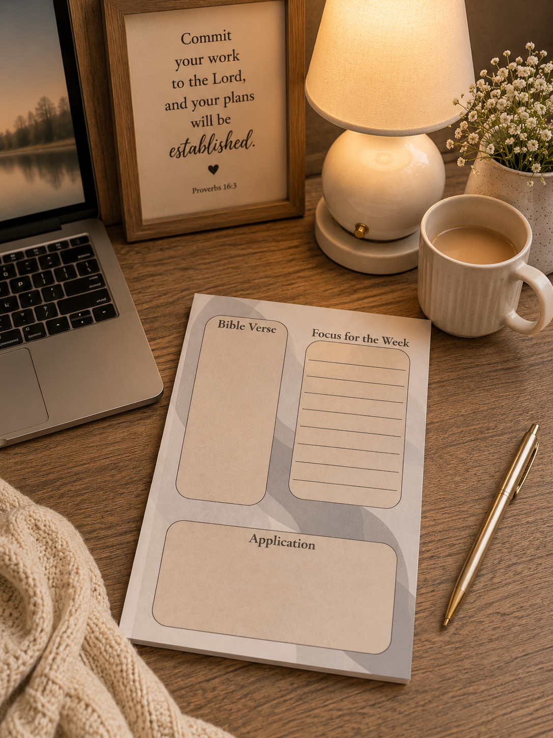 Beige Daily Devotional Focus Notepad