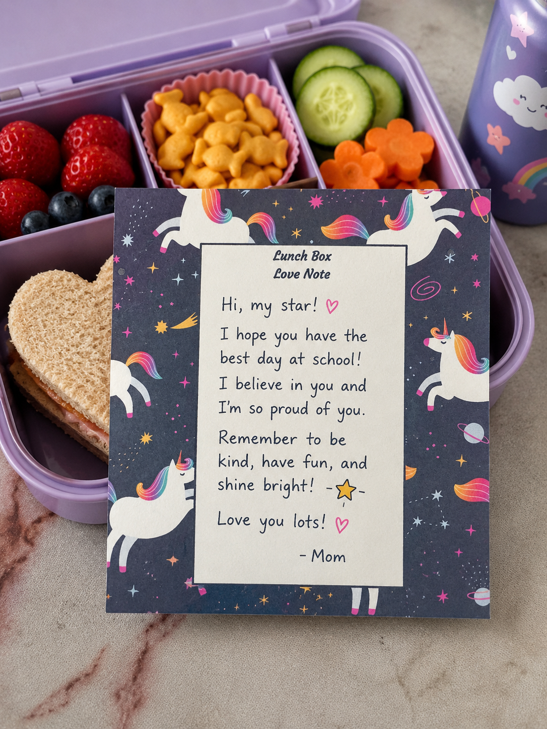 Dark Unicorn Lunch Box Love Notes