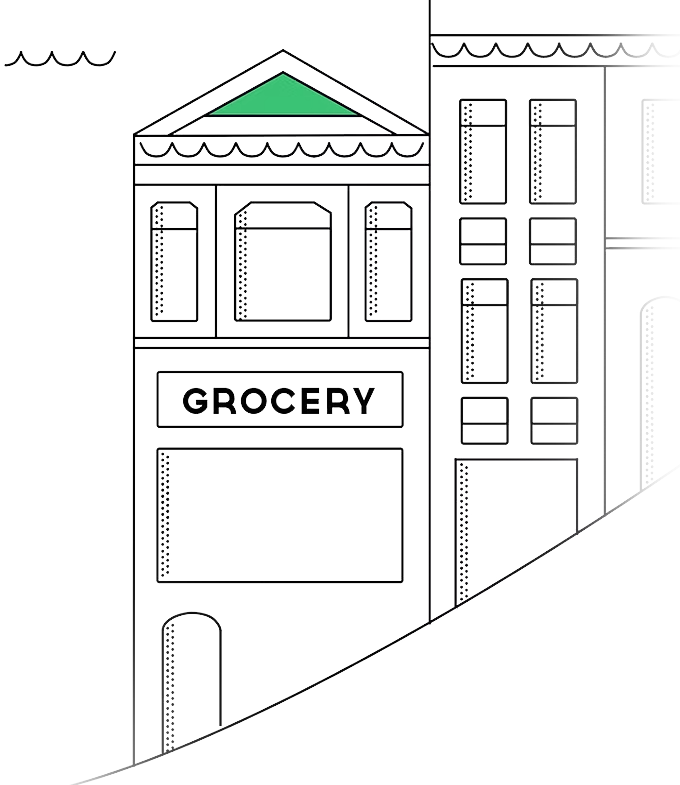 Illustration of stores in the San Francisco Bay area
