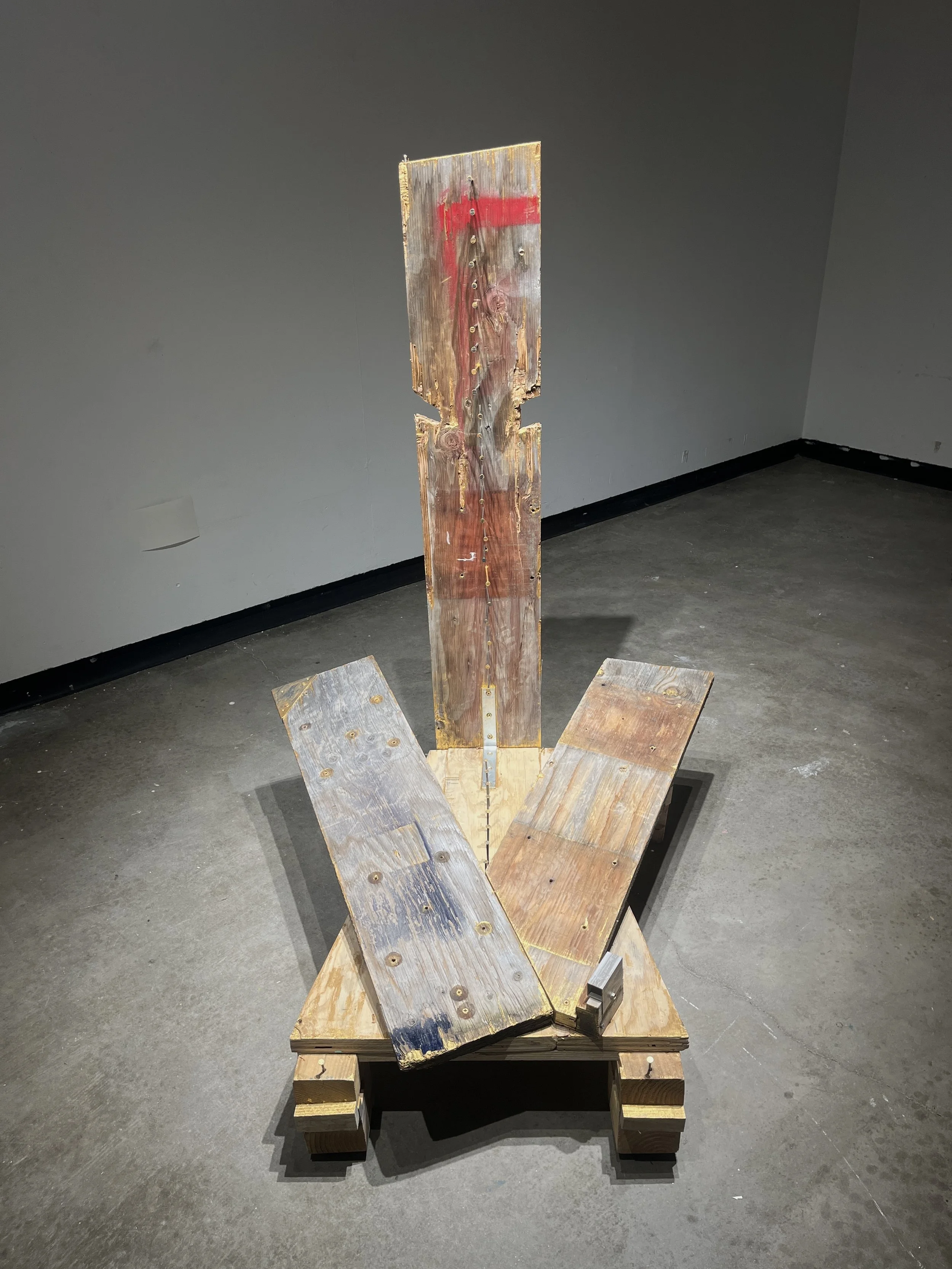 Devotional Chair, 2023 -  wood, metal, and gold acrylic
