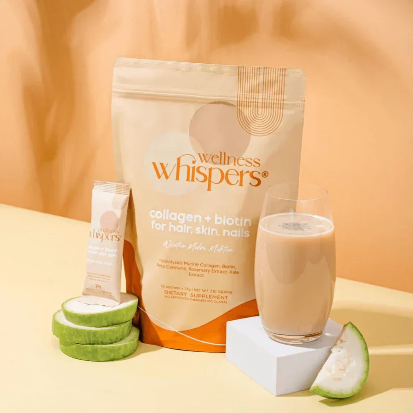 Wellness Whispers Collagen + Biotin Melon Milk tea