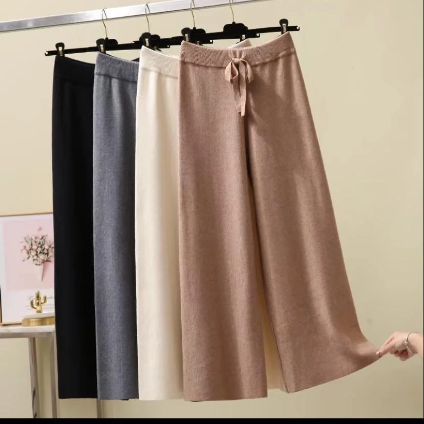 Mochi Drawstring Garter Wide-Leg Pants (Black Only)